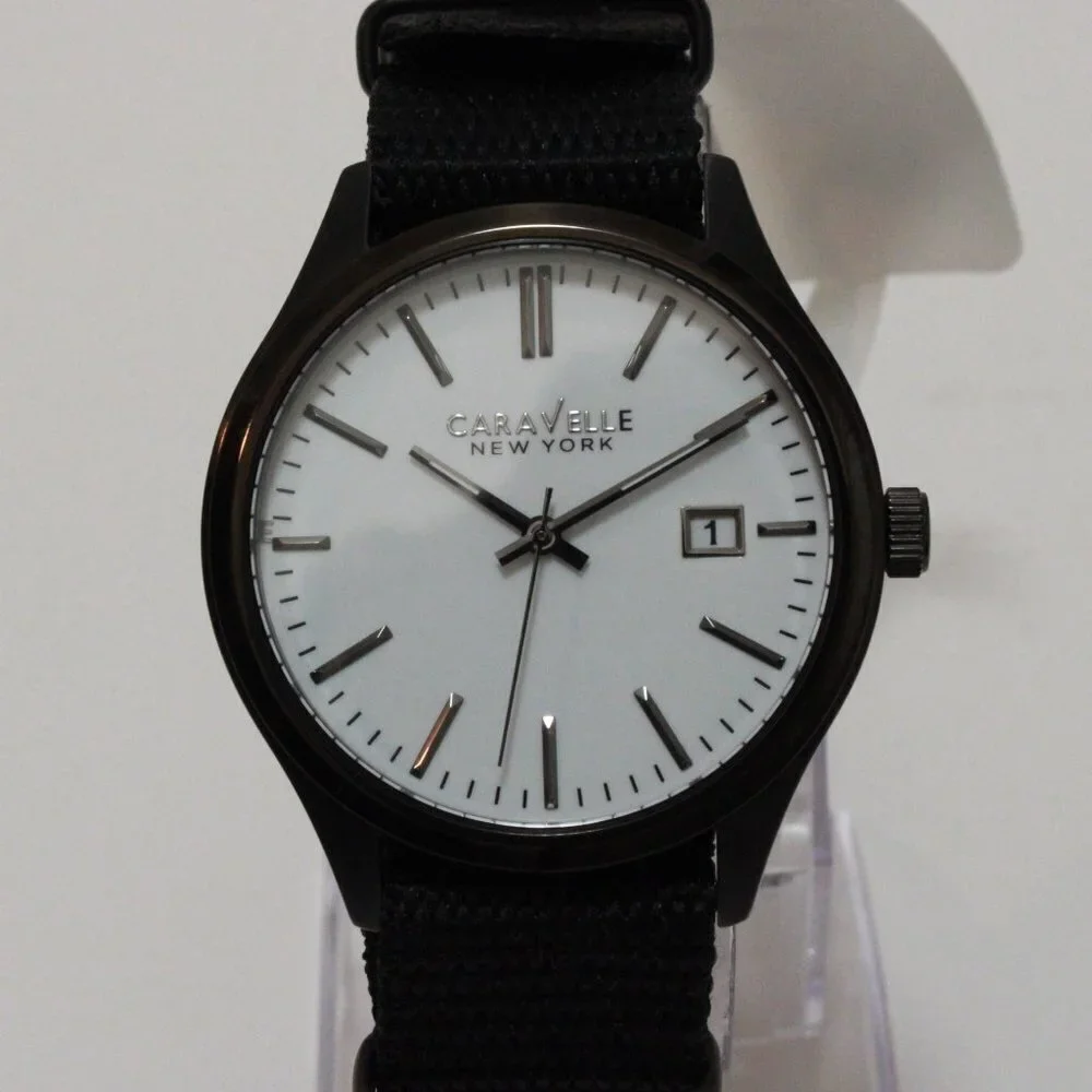 Caravelle Men's Quartz Field Watch By Bulova Black NATO Strap Black Case 41mm